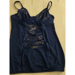 2XL Lace Sheer Cut‎ Out Back  Lingerie Navy Blue